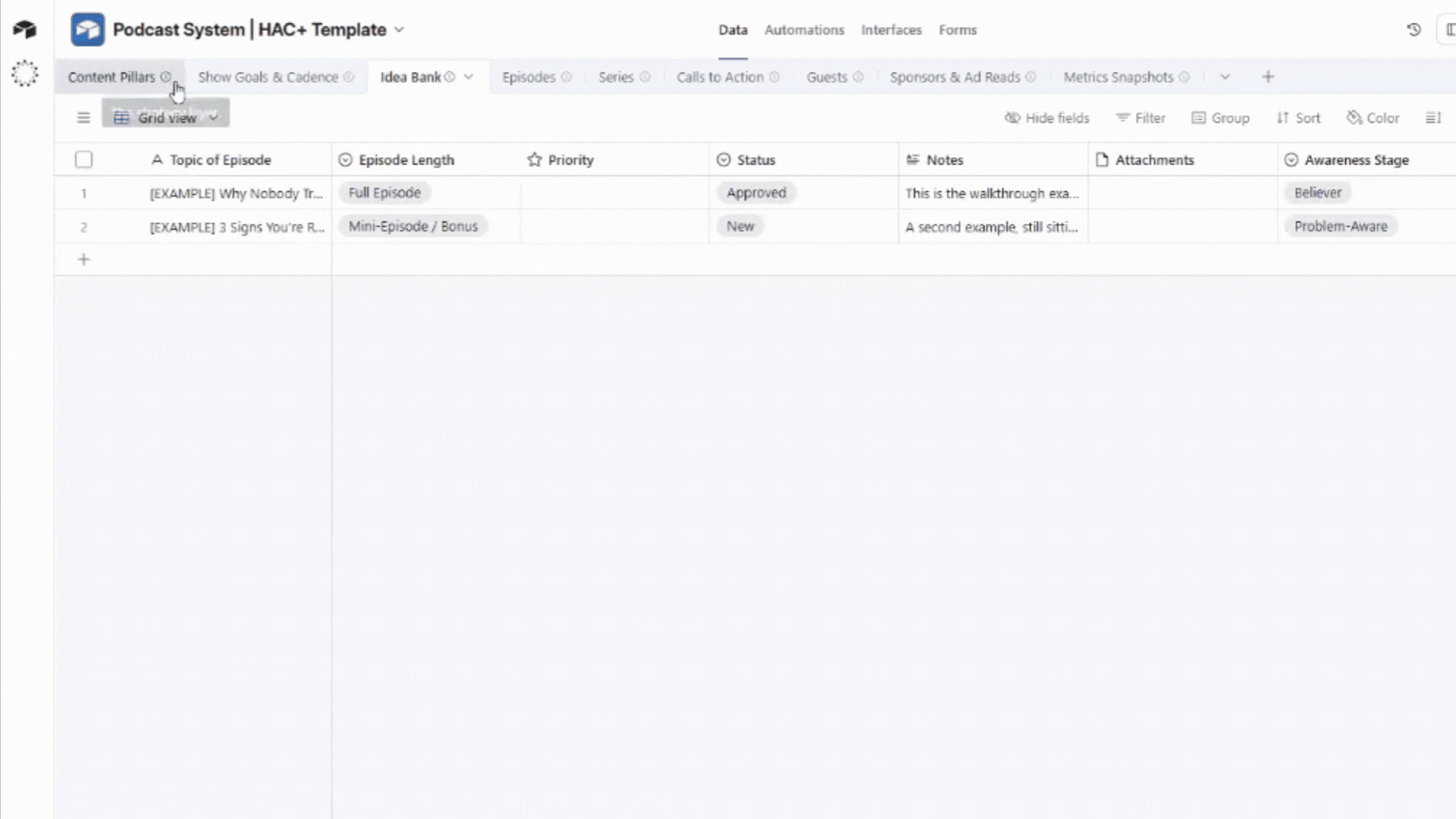The Podcast System in action